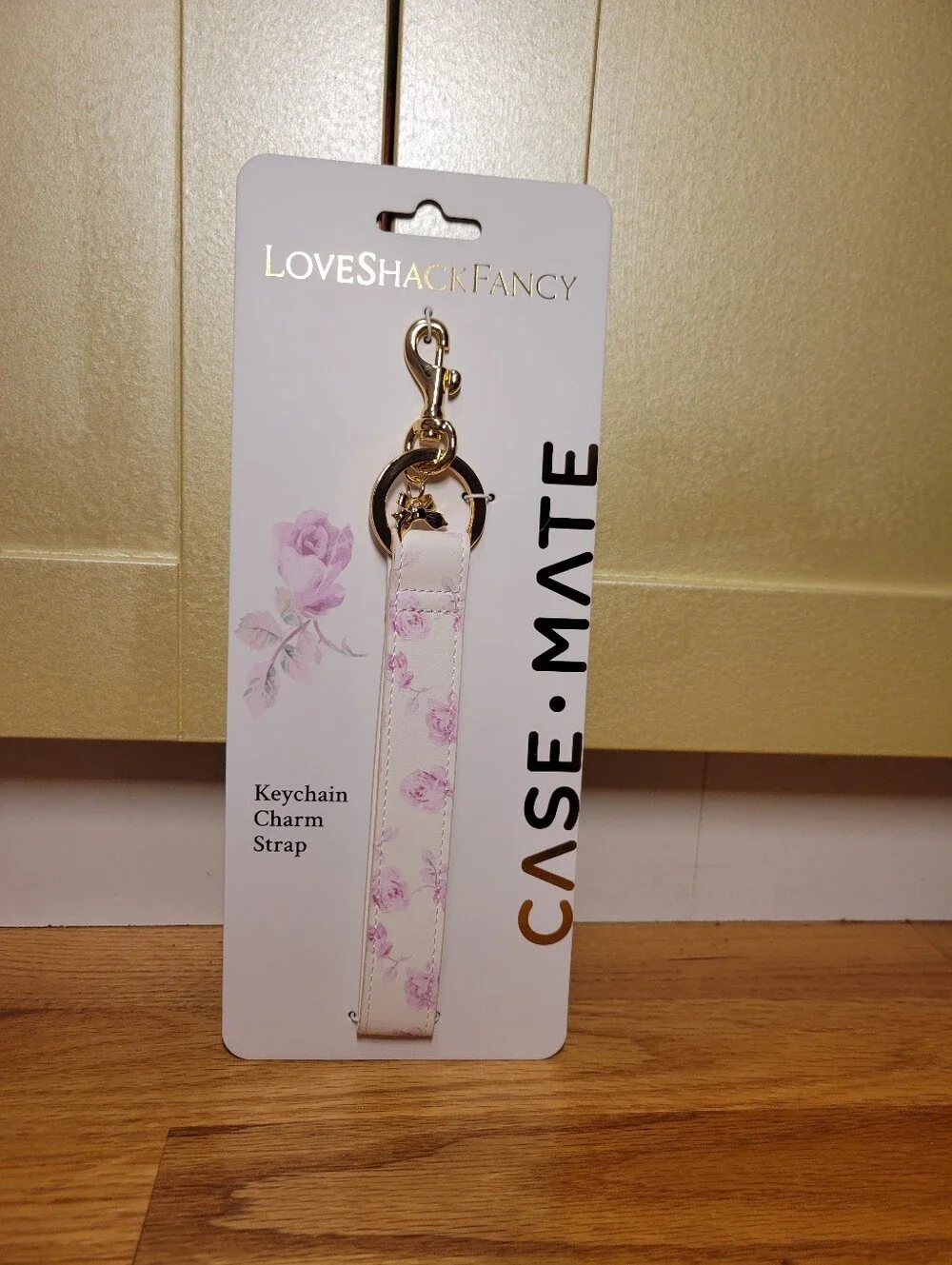 NWT LoveShackFancy x Case-Mate X Target Ribbon Rosa Flora Wristlet Keychain